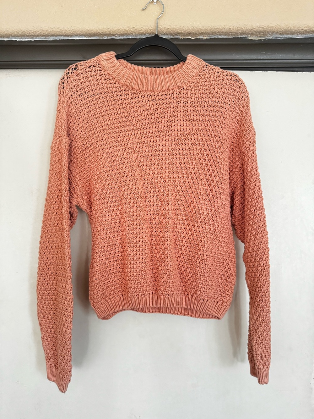 Universal Thread Pink Crewneck Open Stitch Sweater